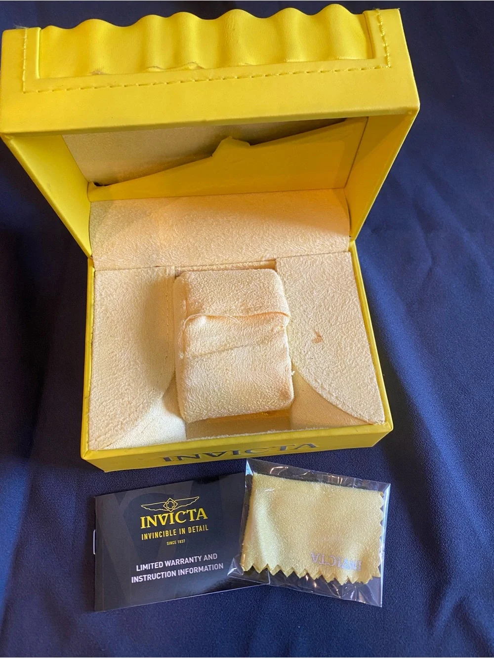 Invicta Yellow Watch Presentation Box with Pillow and Cloth
